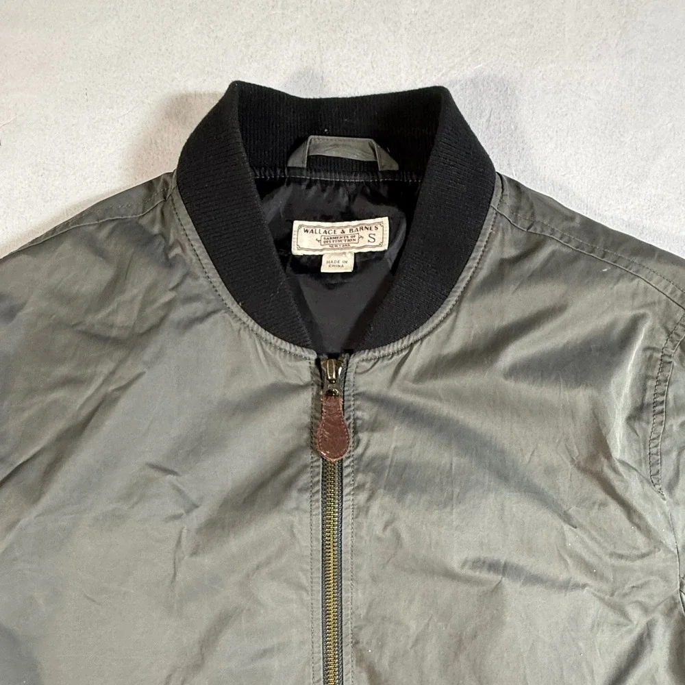 Wallace & Barnes Bomber Jacket Mens Small Olive Green Full Zip Coat 90s